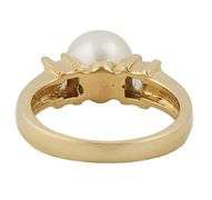 8.0MM Pearl and 0.30ctw Baguette Cut Diamonds Statement Ring in 18K
