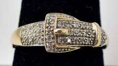 Interesting 14K Yellow Gold Diamond Belt Ring