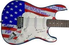 The Beach Boys Brian Wilson + Signed Surfin USA Flag Guitar w Lyrics
