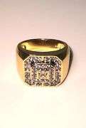 Men's 14 Kt Gold Plate 5.75 Cttw. Lab Simulated Diamond Ring.