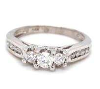 14kt White gold 0.35ctw 3 stone diamond ring