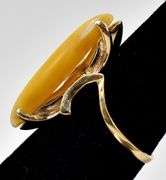 Interesting 10K Yellow Gold Cat's Eye Gemstone Ring