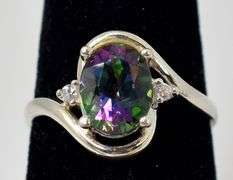 Mystic Topaz and CZ Gemstone Ring in Sterling Silver