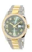 Rolex Date just Two-Tone 126283, 36mm, Olive Green Dial, 18K & Steel watch