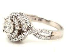 14kt White gold 1ctw diamond cluster wedding set