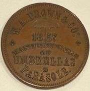 Ca 1857 WA Drown Umbrella & Parasol Token