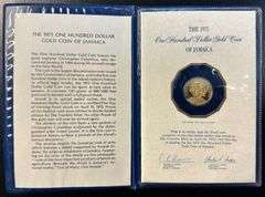Superb Gem Cameo Proof 1975 $100 Gold coin of Jamaica