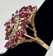 Dazzling 14K Yellow Gold Ruby Gemstone and Diamond Ring