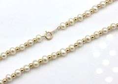 14kt Yellow gold pearl and gold bead necklace