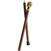 Brass Skull Walking Cane with Hardwood Shaft