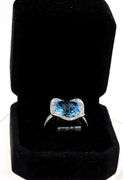 18kt White gold blue topaz and diamond cocktail ring