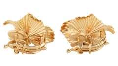 Vintage Tiffany & Co. Flower Omega Back Earrings in 14K