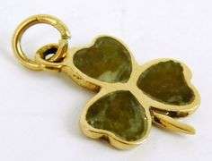 Vintage Irish 9K Gold Gemstone Clover Pendant or Charm