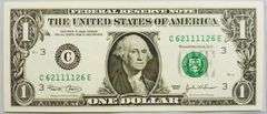 Superb Crisp 2003 $1 Note Philadelphia Fancy Radar Number 62111126!