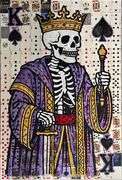 The King is Dead”  original painting by Chad Fandel is a commanding pop art  piece that fuses histor