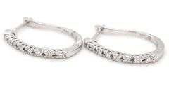 14kt White gold 0.25ctw diamond hoop earrings