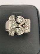 CERTIFIED ANTIQUE STYLE 14K WHITE GOLD DIAMOND RING