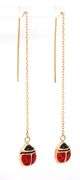 14kt Yellow gold enamel lady bug dangle earrings