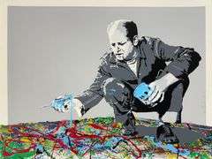 Rare Mr. Brainwash 'Jackson Pollock' Screenprint with Hand-Finished Acrylic, Signed and Thumbprinted