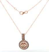 14kt Rose gold Levian chocolate and white double halo diamond pendant on chain