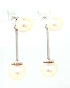 14kt White gold 7-7.5mm pearl dangle earrings