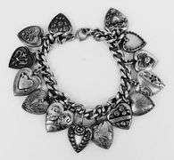 Wonderful Vintage Sterling Puffy Heart Charm Bracelet