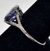 Blue Gemstone and Cz Gemstone Ring in Sterling Silver