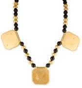 Black Onyx Bead and Triple Milgrain Station Strand Necklace in 22K