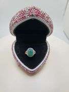 Victorian natural emeralds and diamond accent ring