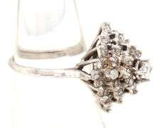 Sparkling Vintage 14K WG Pyramid of Diamonds Ring
