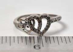 Diamond Heart Ring in Sterling Silver