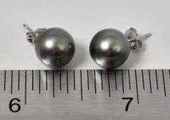 Amazing 14K White Gold Pearl Stud Earrings