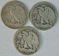 Sharp 1918-P, scarce 1918-D & 1918-S Walking Liberty Halves