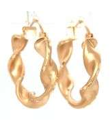 Fashionable 14K YG Quarter Sized Ribbon Hoop Earrings