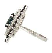0.55ctw Diamond and 1.50ctw Sapphire Marquise Shaped Double Frame Ring in 14K
