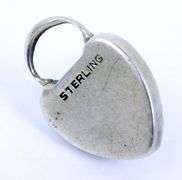 Antique Sterling Silver Repousse Padlock Heart with Key