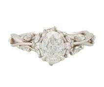 1.62ctw Oval and Marquise Diamond Leaf Design Engagement Ring in Platinum