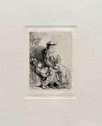 Rare Collectible Etching by Rembrandt, Jacob Caressing Benjamin