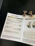 CERTIFIED 18K YELLOW GOLD DIAMOND AND SAPPHIRE DANGLING EARRINGS