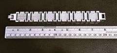 Huge 120 Gram Sparkling 18 Kt White Gold Plated Saratoga Link Bracelet