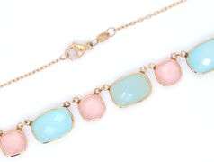 14kt Yellow gold Rose and green frosted quartz necklace