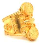 22kt Yellow gold double coin cuff ring