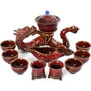 Porcelain Kungfu Tea Set Semi-Automatic Rotating Dragon