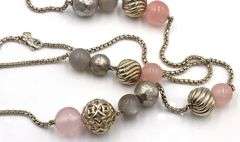 David Yurman Rose quartz moonstone and Chalcedony Elements station necklace
