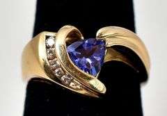 Gorgeous 14K Yellow Gold Tanzanite Gemstone and Diamond Ring