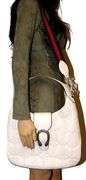 GUCCI, White Dionysus Hobo Leather Large Shoulder Bag with Web Strap