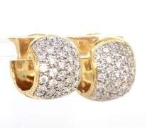 18kt Yellow gold 0.75ctw Pave diamond huggies