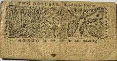 Maryland April 1774 $2 Note. Md 67