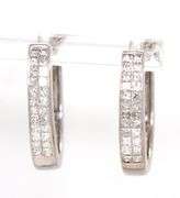 14kt White gold 1ctw Invisible set princess channel set hoop earrings