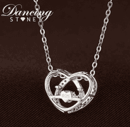 Beautiful heart shape center dancing stone pendant